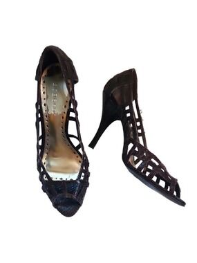 BCBGIRLS Brown High-Heeled Pumps with Cut-Out Design Size: 8/38